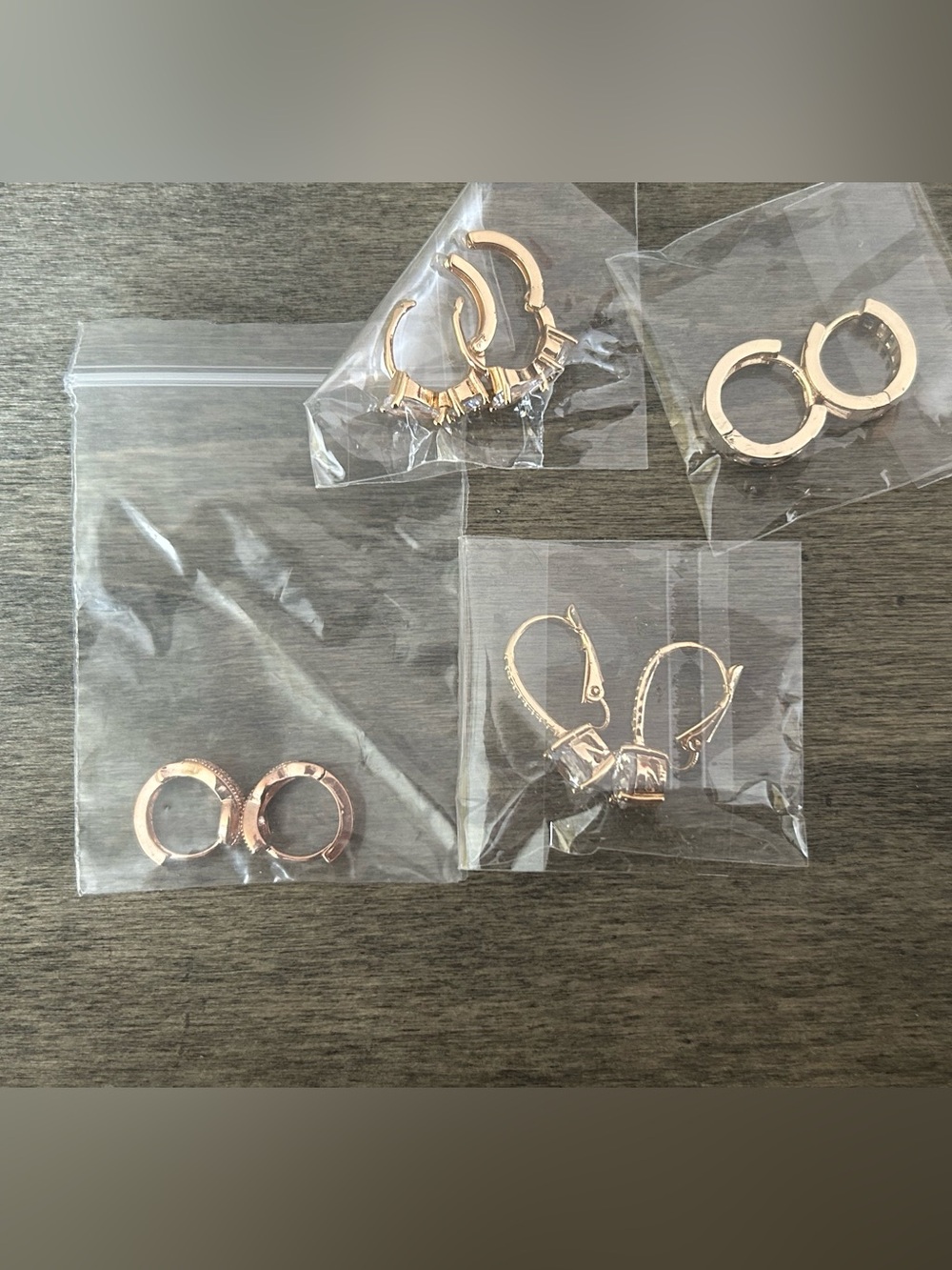 Rose Gold Huggie and Leverback Earring Bundle